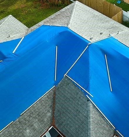 Michigan roof tented off for emergency repair