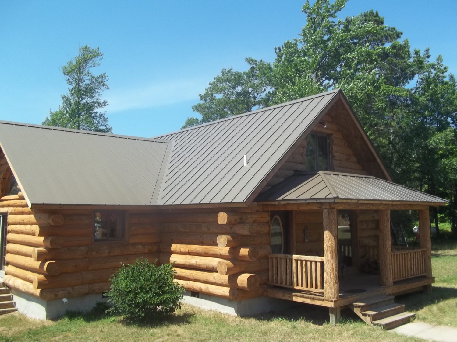 Metal Roof on a Log Home